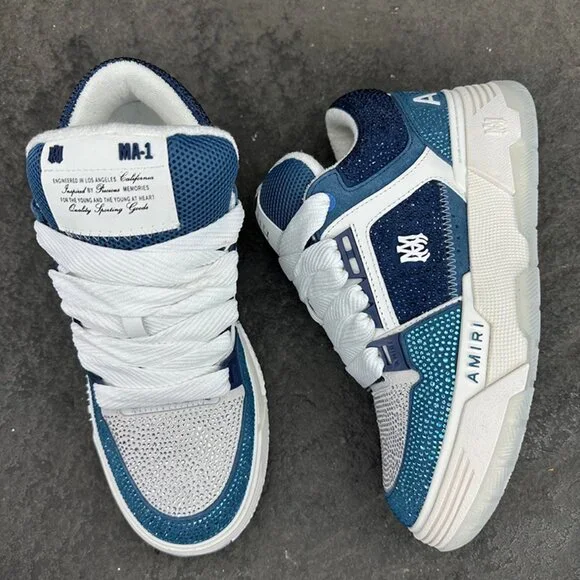 Amiri Crystal-Embellished Leather Sneakers - Picture 4 of 16